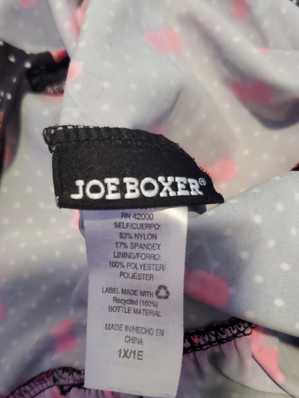 Joe Boxer Black Tankini Top with Pink Cherry Print and Pink Trim - Picture 2 of 3